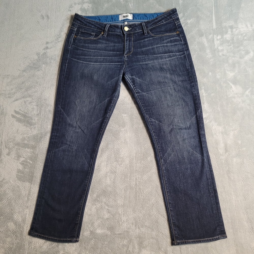 Paige Denim Jimmy Jimmy Crop Blue Jeans Women's 29 Midrise Dark Wash Stretch